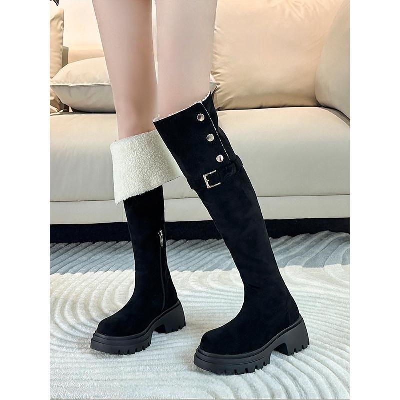 Retro fashion knee boots thick-soled versatile two wear folded knight boots slim high boots wowinter