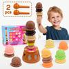 20 Piece Ice Cream Stacking Toys For Kids 3+, Montessori Sensory Play Set With Scoops,Cones,Pretend Kitchen Toys Develop Motor Skills,Vibrant Colors