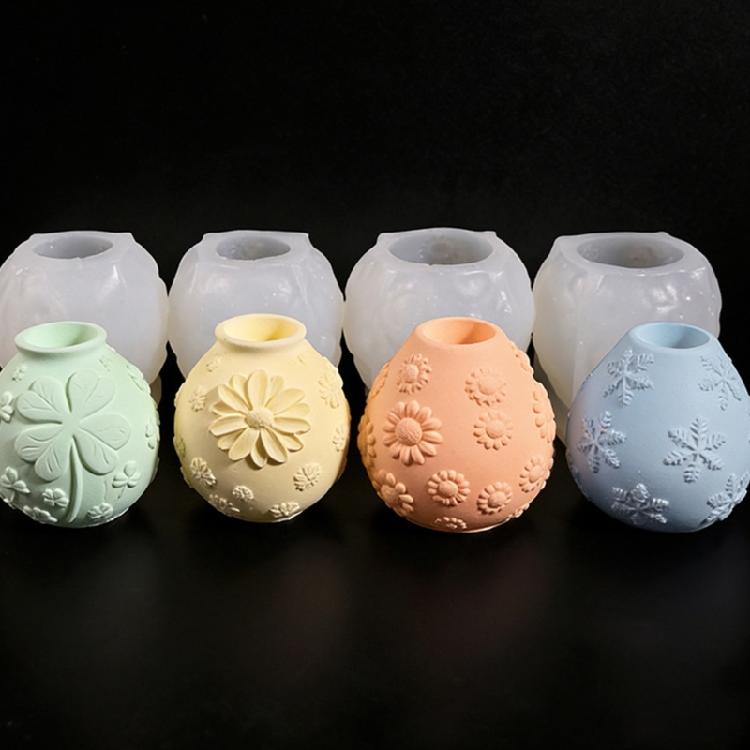 Multipurpose Silicone Vase Molds Floral Carving Silicone Candlestick Mould For Handmade Vase Home Decoration Resin Art