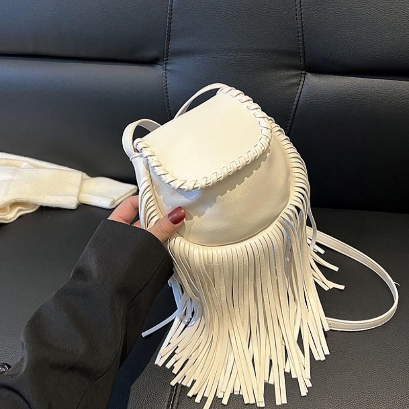 Niche Design Tassel Crossbody Bag Korean Style Lady High-End Fashion New Small Square Bag  Simple Wind Commute Shoulder Pack