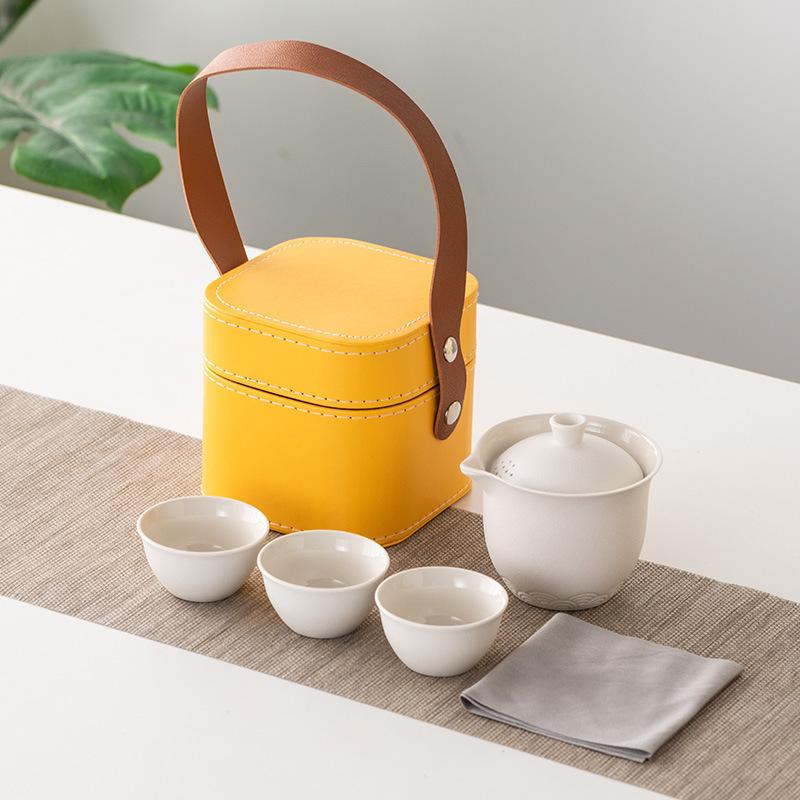 Business Gifts Travel Tea Set Kuaike Cup One Pot Three Cups Portable Cover Bowl Small Set Outdoor High-end Kung Fu Set
