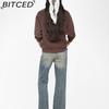 BITCED Women's Autumn/Winter Embroidered Sweatshirt Drop-Shoulder Sleeves O-Neck