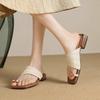 Fashion Women's Retro Weaving Low Heel Slippers Women Fashion Metal Decoration Clip Toe Flip-flops Elegant Beach Sandals Sandalias Mujer