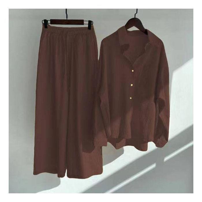 Ganzjahres Große Größen Locker Geschnitten Retro High-Waist Langarm Mode Sportbekleidung Set
