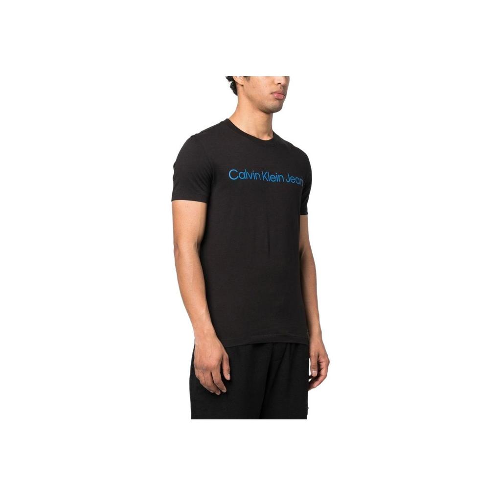 Calvin Klein Letter Print Straight Cut Round Neck Short Sleeve T-Shirt Men Tops Black NM2095E-UB1