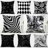 BBlack and White Patterns Cushion Cover Pillow Case Soft Friendly Fabric  Concealed Zipper
