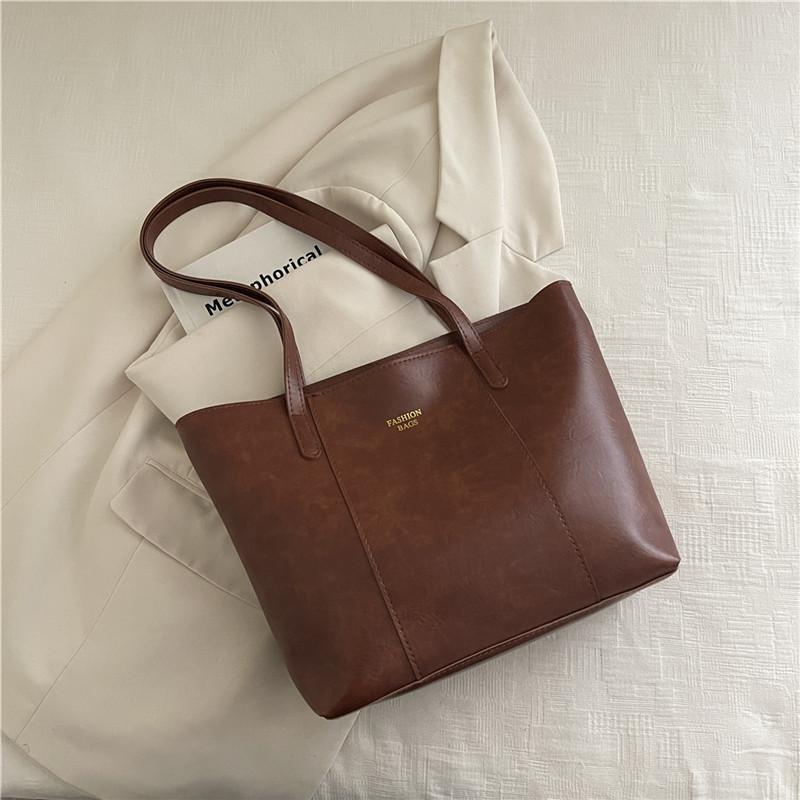 Large Capacity Faux Leather Tote Bag for Women Minimalist Casual Commute Shoulder Handbag