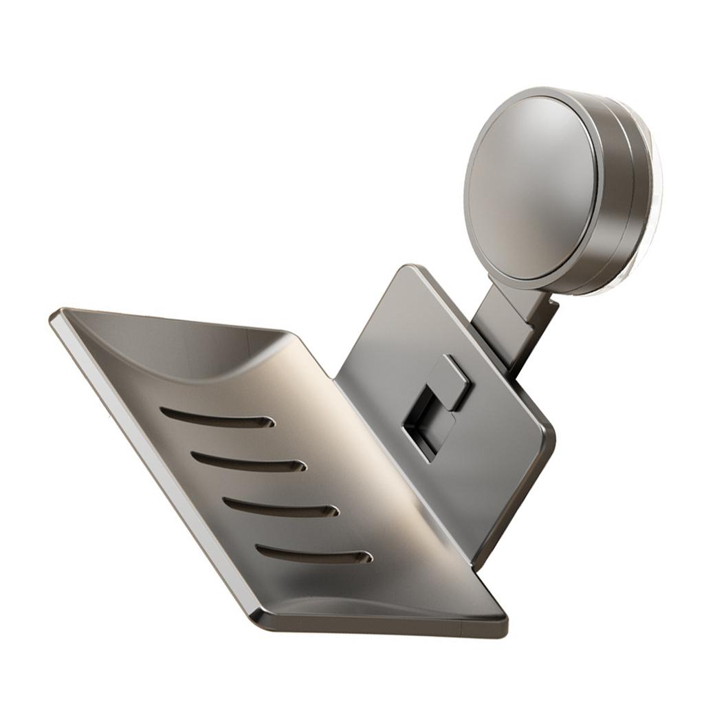 Strong Suction Cup Soap Dish Holders Sturdy Aluminum ABS Wall Mounted Draining Soap Box for Bathroom and Kitchen