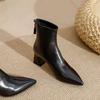 Soft leather pointed short boots women's 0000 new spring and autumn single boots thick heel medium heel thin autumn high heel boots bare boots