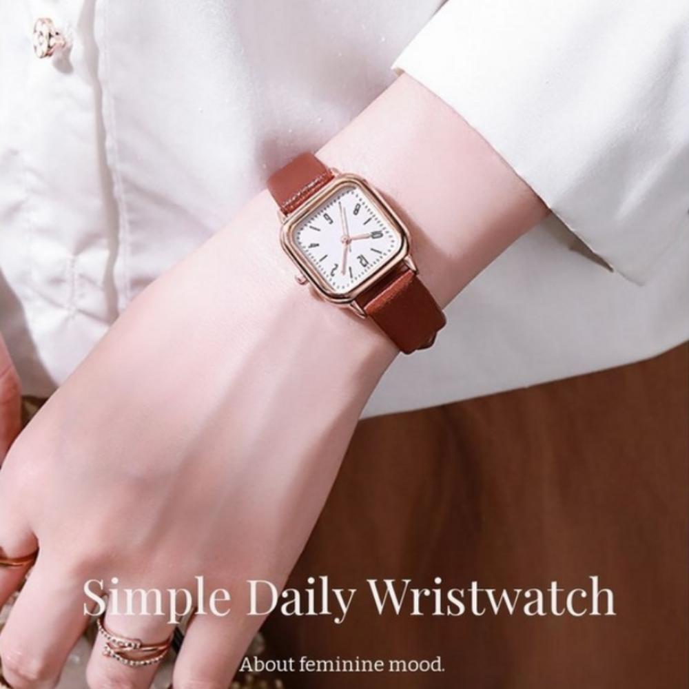 Lasmall Women's Leather Wristwatch: Simple, Daily Use Women's Watch Brown Color + Case Included