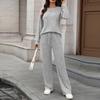 Women's Fashionable And Comfortable Round Neck Knit Long Sleeve Brushed Pants Loungewear Set