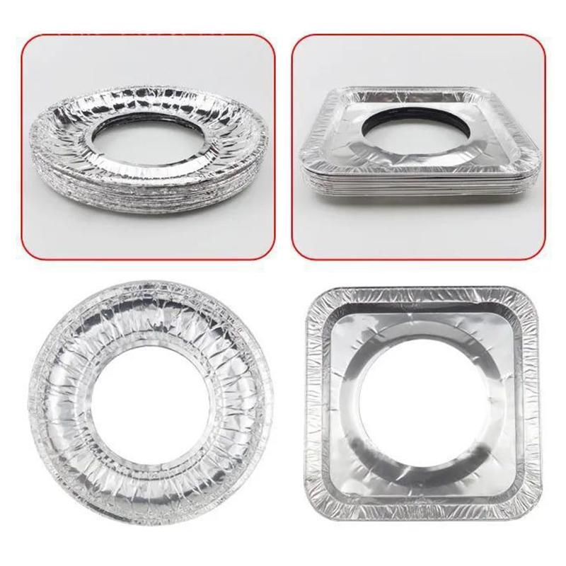 Set da 10 Pezzi Coperture in Foglio di Alluminio Spesso Protezione Anti-Olio per Fornello a Gas Copertura Protettiva Pad Pulizia Resistente Parti per Pulizia Cucina