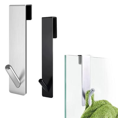 Steel Frameless Free Punching Glass Door Type Towel Rack Robe Hooks Storage Hanger Shower Hook