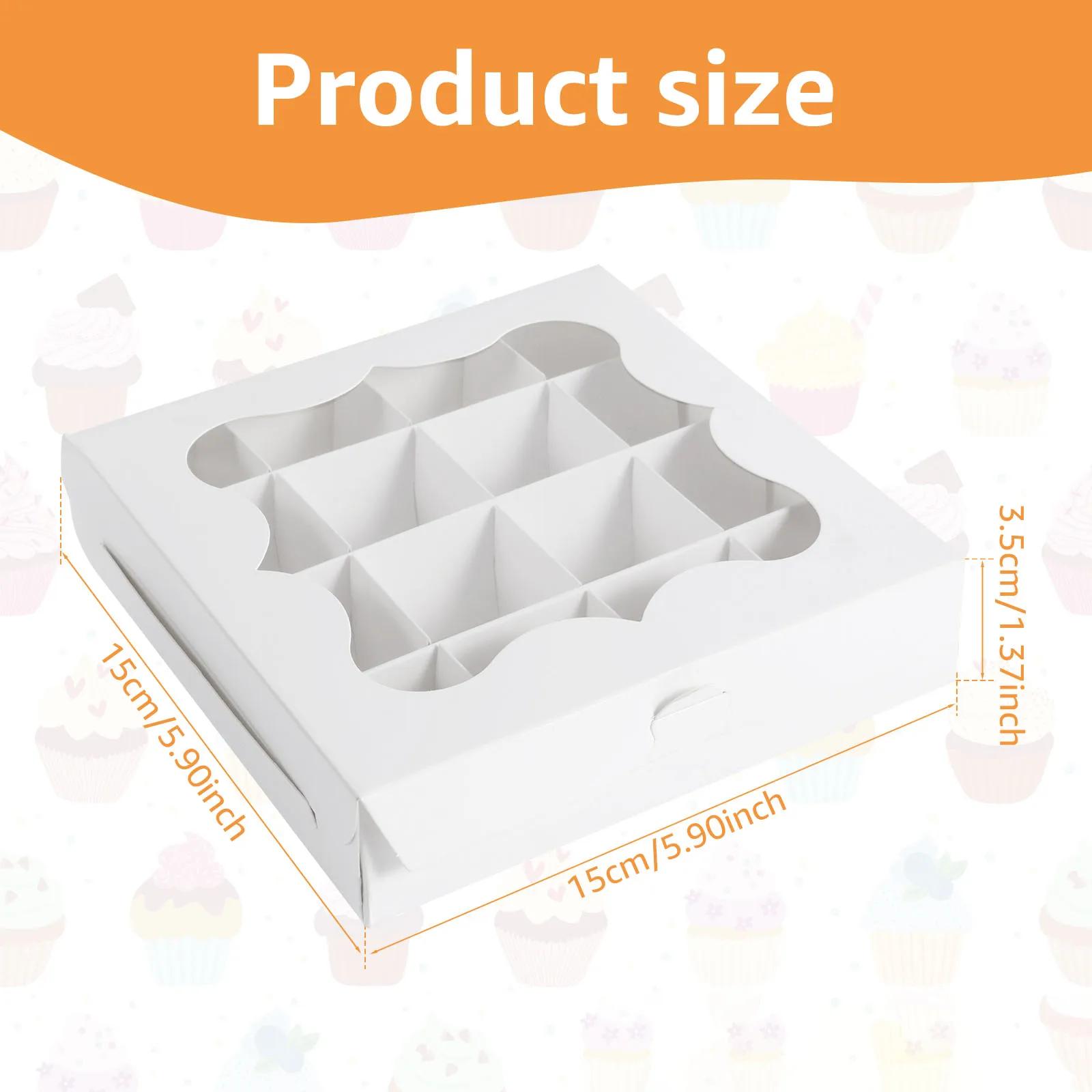 

10/24Pcs Cupcake Packing Box 16-Grids Paper Bakery Boxe with Clear Window for Party Desserts Pastries Chocolates Containers New 10Pcs