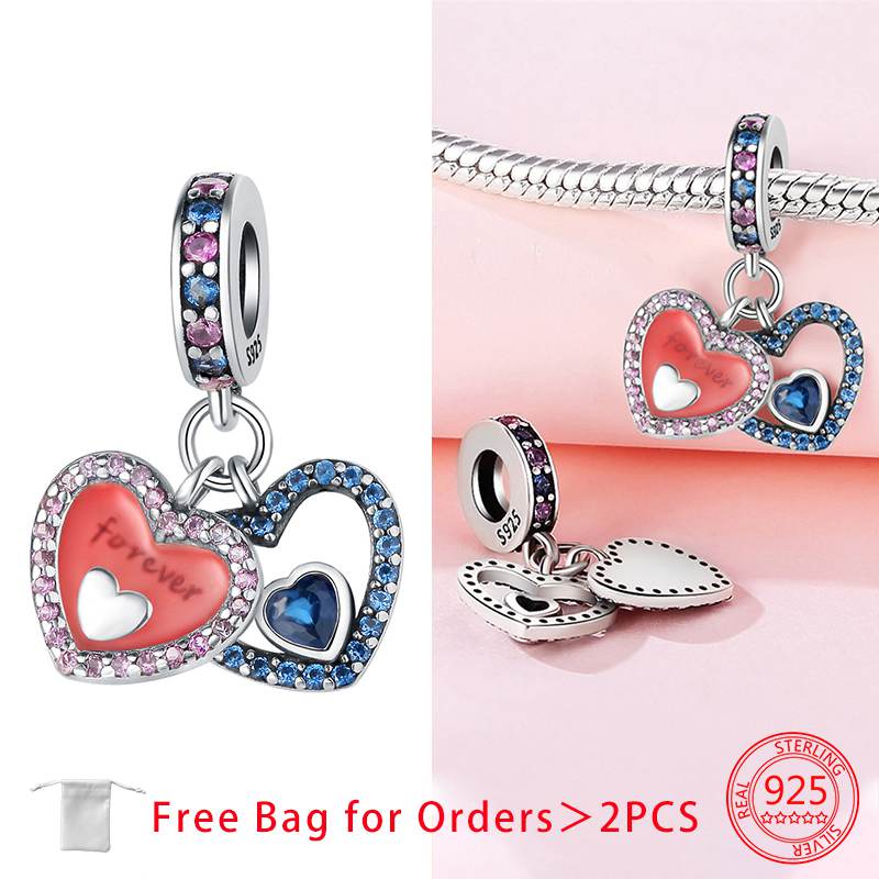 Forever Love Heart Pendant Beads Fit Original Charms Copper Bracelets Beads For Women Diy Jewelry Making Gift