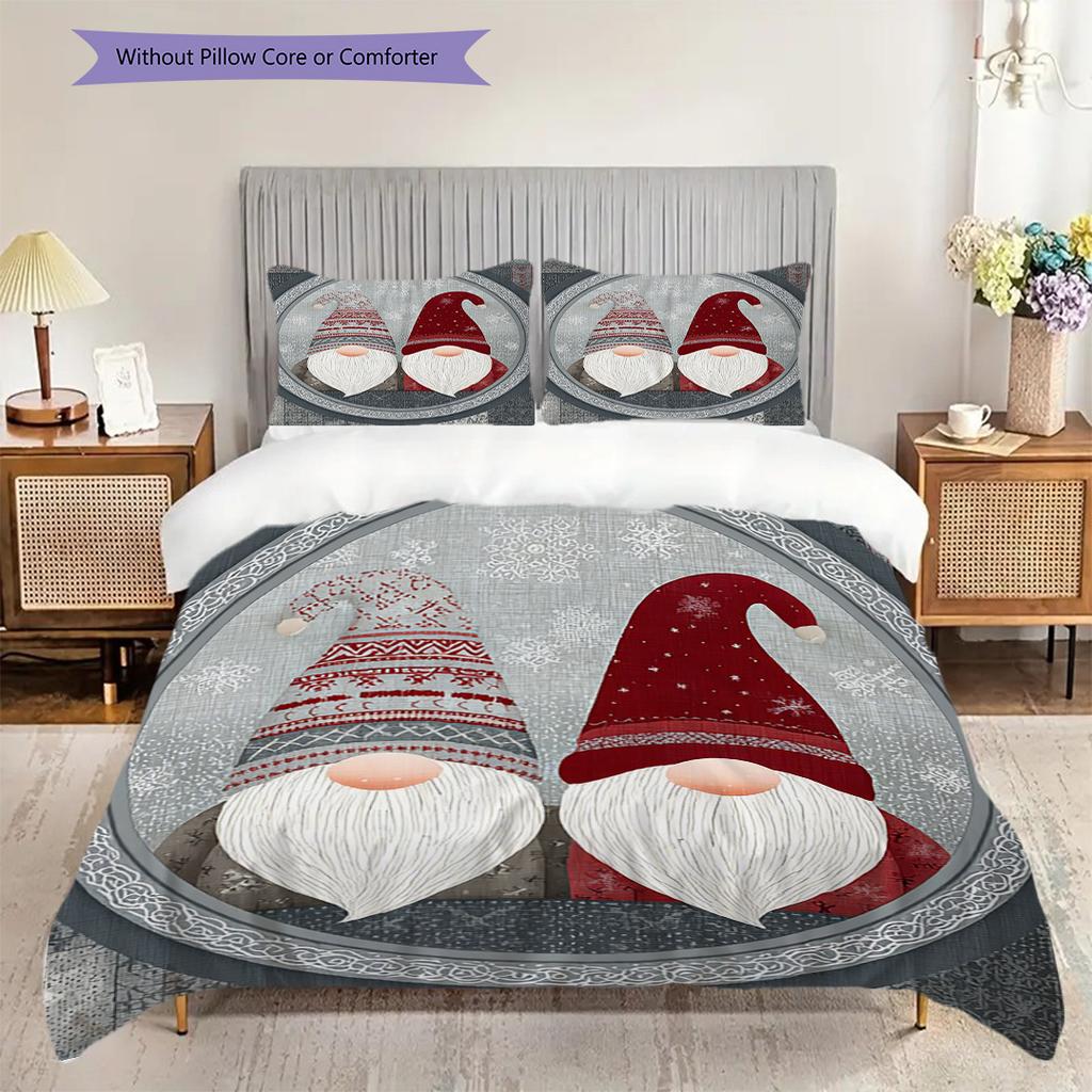 Dwarf Pattern Bedding Quilt Set Quilt Cover Pillowcase Home Decoration Birthday Gift (1 * duvet cover + 2 * pillowcase, without core)