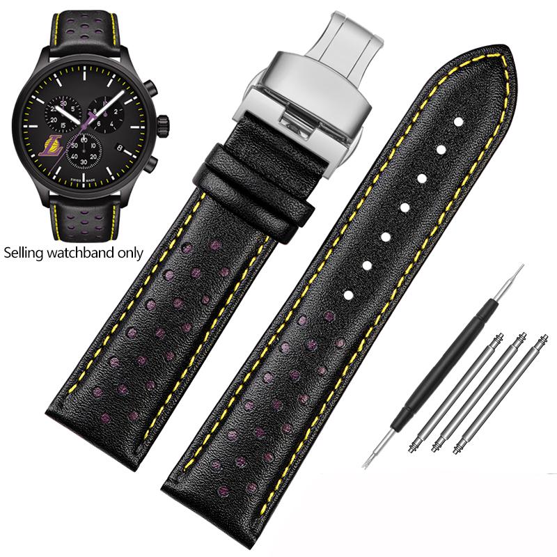 New Genuine Leather Watchband for Tissot 1853 Special T116 Strap T116617 Warriors Knights Lakers Band Heuer Men's 22mm Bracelet
