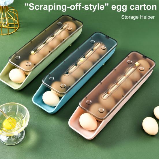 Kjøleskap Eggoppbevaringsboks Stor Kapasitet Sklisikker Stabelbar Design Lett å Rengjøre Automatisk Skyve Eggbrett Dispenser