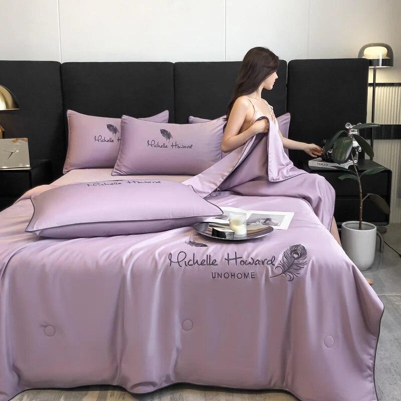 

Легкое роскошное летнее прохладное одеяло из ледяного шелка с кондиционером, одноместное двойное тонкое одеяло, постельное белье размера Queen, одеяла розового цвета 180x220cm 1PC