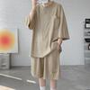 Aaronlive Short Sleeve and Short Pants Summer Plus Sizes and Cool Khaki Size M Men's T-Shirt Set, Wear, Available, Casual, Stylish, Breathable,