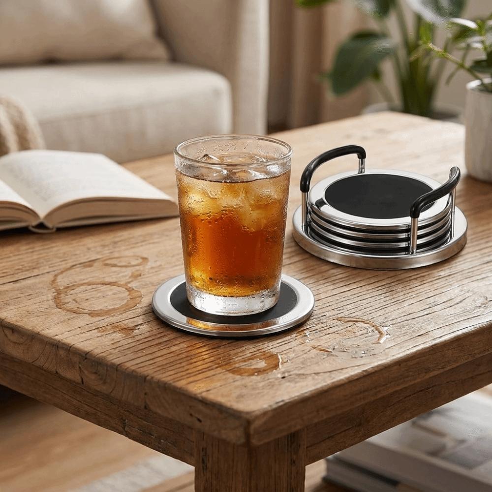6PCS/SET Waterproof Non-Slip Coaster Minimalist Insulation Cup Mat  Table Decor