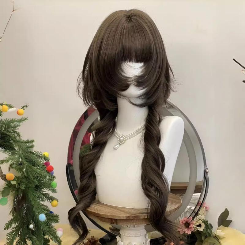Connie Wigs Women's Vintage Jellyfish Cut Long Curly Hair - Sweet Lolita Style with Face-Slimming Roman Curls