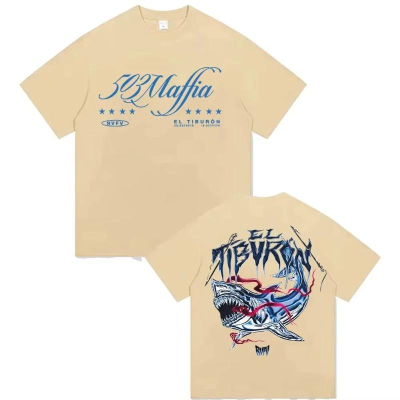 2026 Rap Artist RVFV EL TIBVRON T-shirt for Men and Women, Retro Style, High-Quality Fashion Hip-Hop, Pure Cotton T-shirt