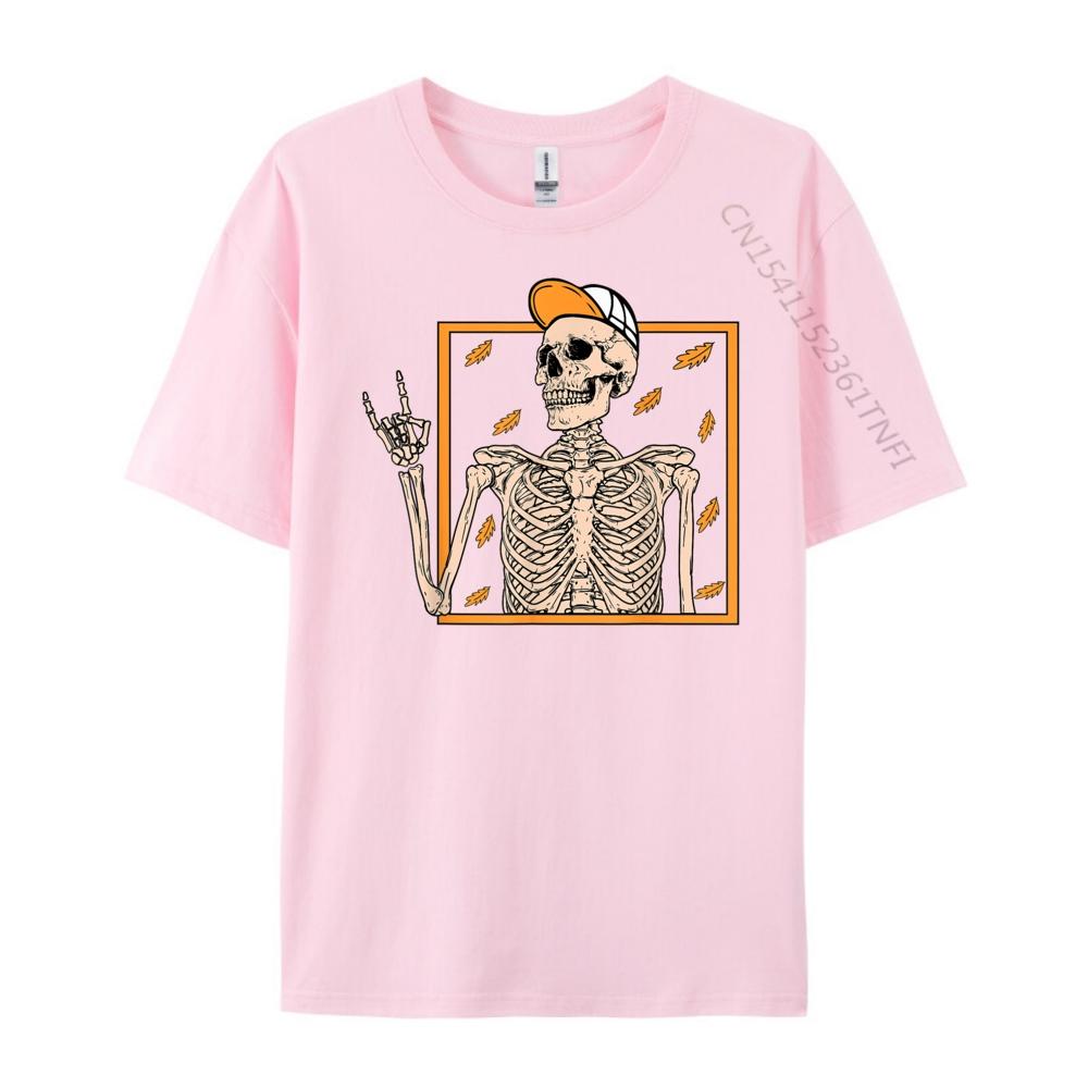 Vintage Halloween Skeleton Rock On Hand Skeleton Unisex Boys Street Wear T Shirt Camisetas De Hombre Man Tops Tees Graphic