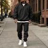 Men's -Lined Stand Collar Sweatshirt Set, Casual Loose 2-Piece Outfit for Fall and Winter