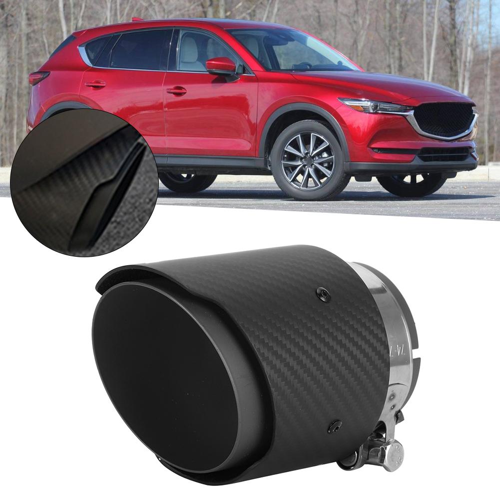 Fibra de Carbono Entrada 80mm Salida 101mm Cola Garganta Lados Rectos Mate Punta de Tubo de Escape Apto para Mazda CX5 CX4(Negro mate