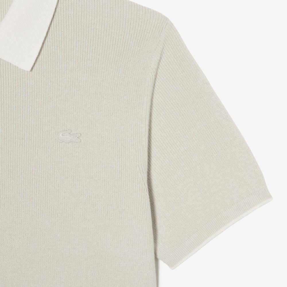 Lacoste Men's Ribbed Collar Twisted Yarn Short Sleeve Sweater Polo Shirt PH943E-56GI18
