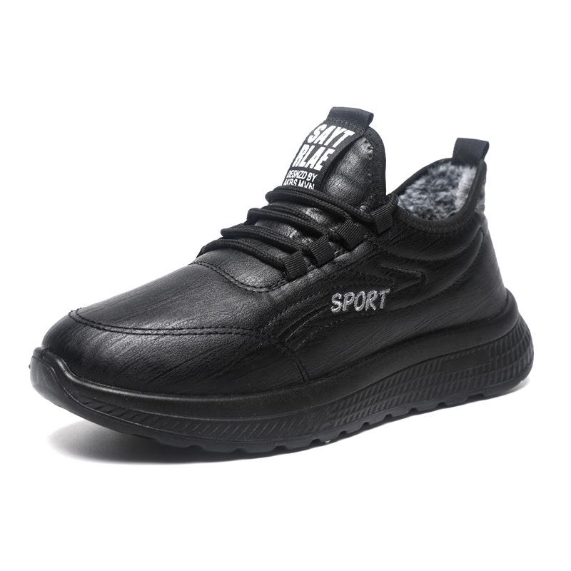 Baumwollschuhe Herren- und Damen-Winter Samt warm lässige Schuhe Lederoberfläche wasserdicht rutschfest Baumwollschuhe Mutterschuhe