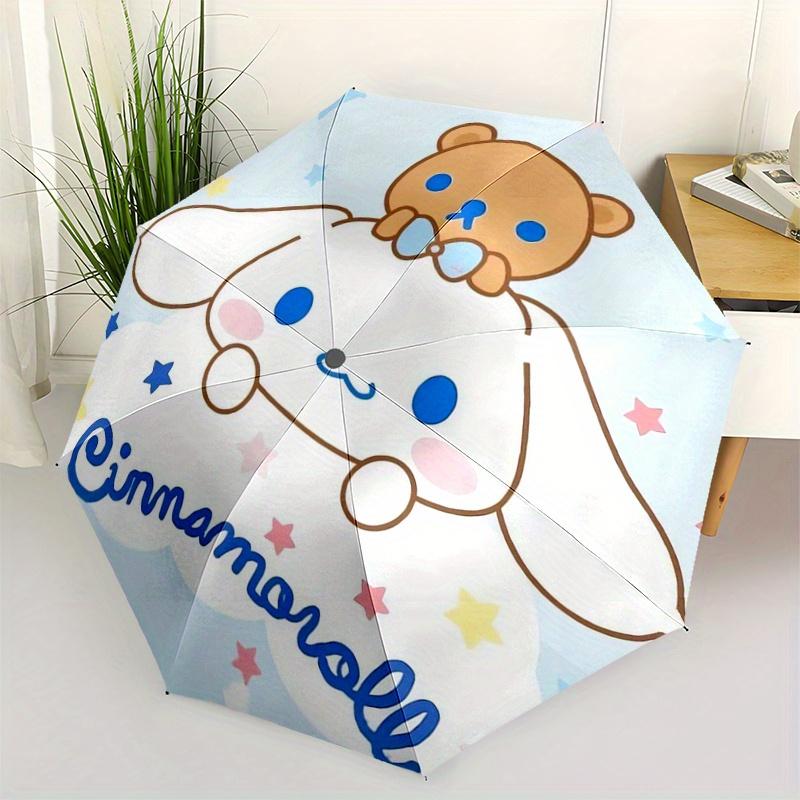 1pc Cute Cinnamoroll & Bear Ideas Automatic 3-Fold Umbrella Design, Cute Cartoon Pattern, Portable Outdoor Umbrella, Perfect, Holiday Gift for fans.S0