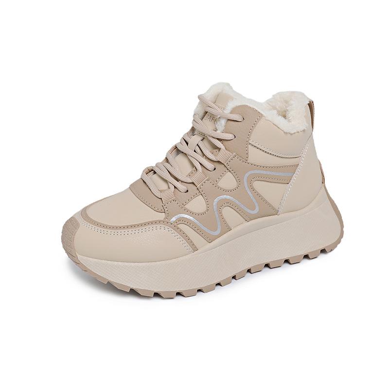 Women's Soft Elastic Thick Sole Winter Warm Cold Padded Snow Boots Non-slip Wear Outdoor Leisure High-top Sneakers Cotton Boots