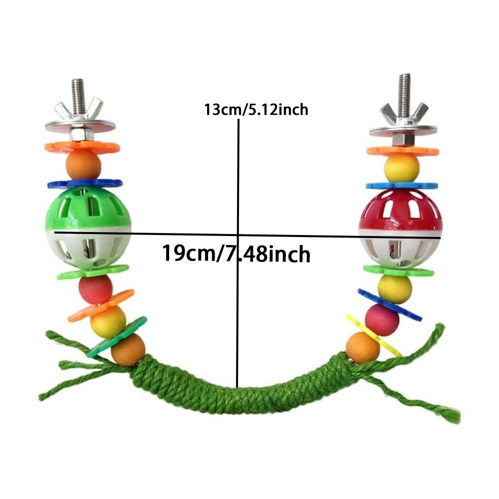 Funny Bite Resistant Bird Perch Stand Colorful with Bell Bird Hanging Swing Plastic Wear Resistant Parrot Swing Cage Accessory