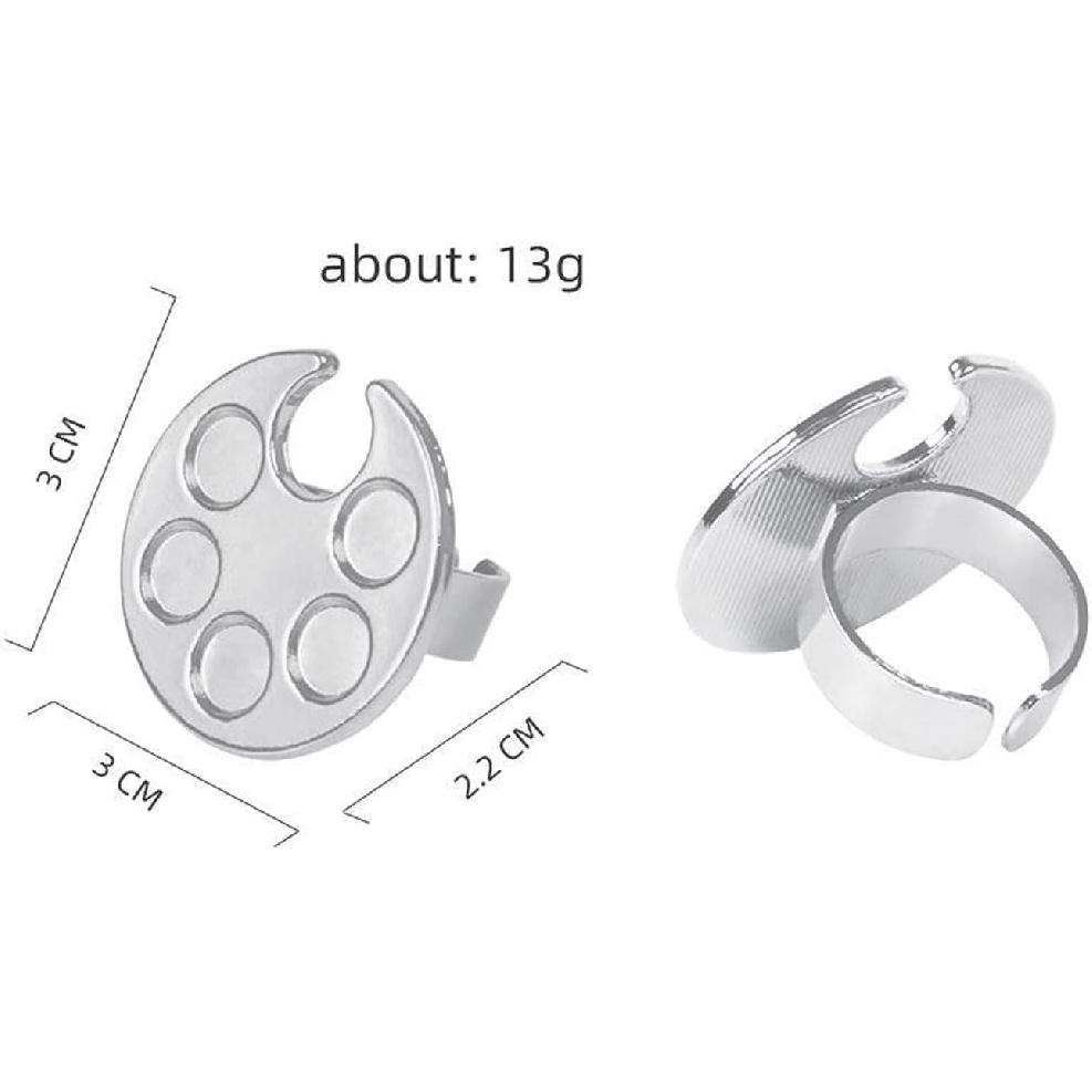 Silver Mini Manicure Palette Metal Paint Palette Finger Rings Nail Art Tools Makeup Palettes Nail Art Polish Tools, Makeup Palettes