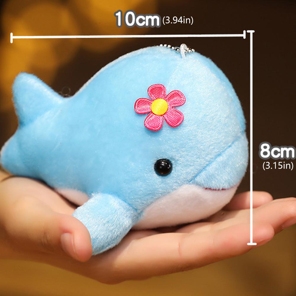 Dolphin Plush Toy with Flower Cute Ocean Fish Toys Key Chain Pendant Gifts for Children Kids Toy Wedding Gifts