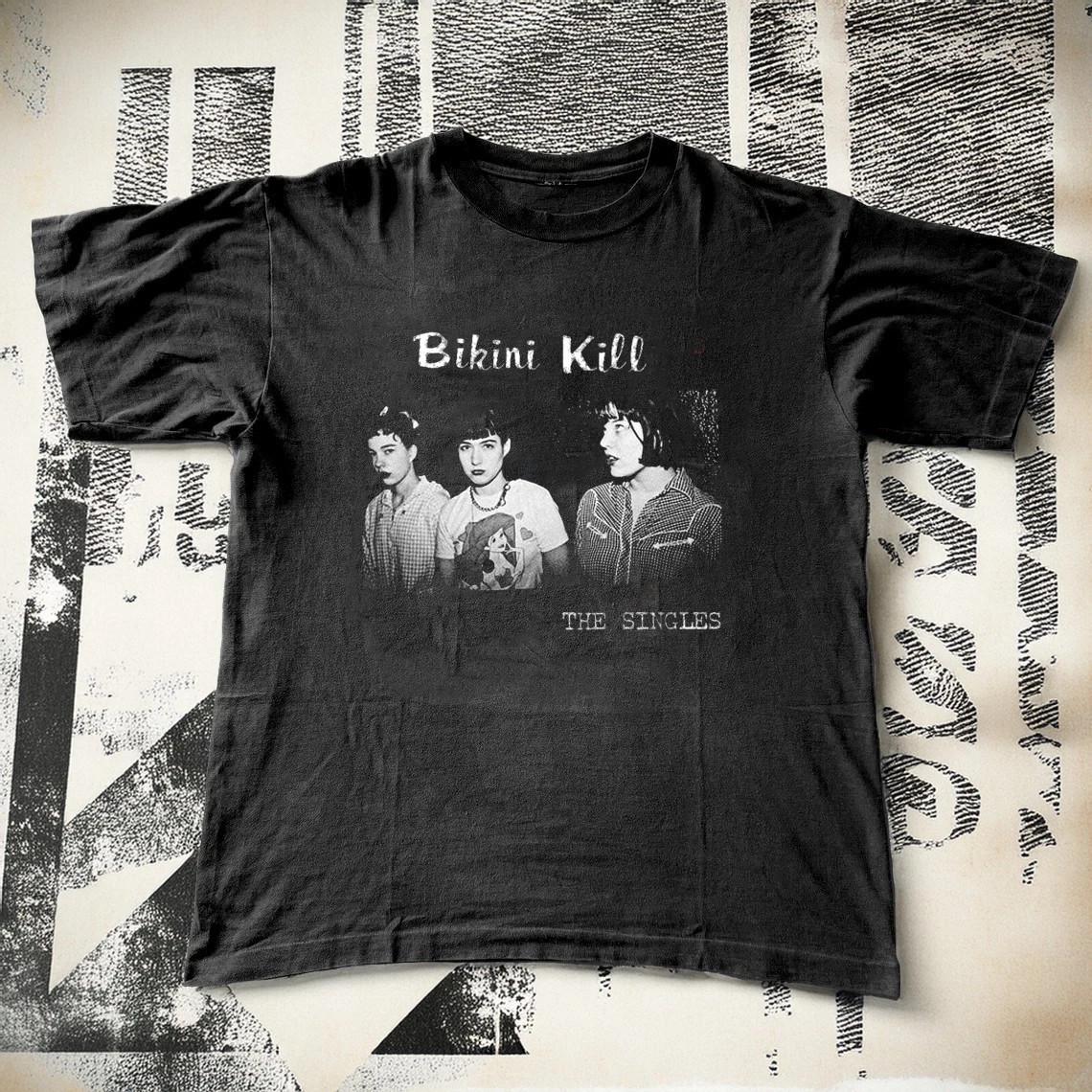 Very rare! Bikini Kill Black Cotton Shirt Full size S-5XL BS1860 M