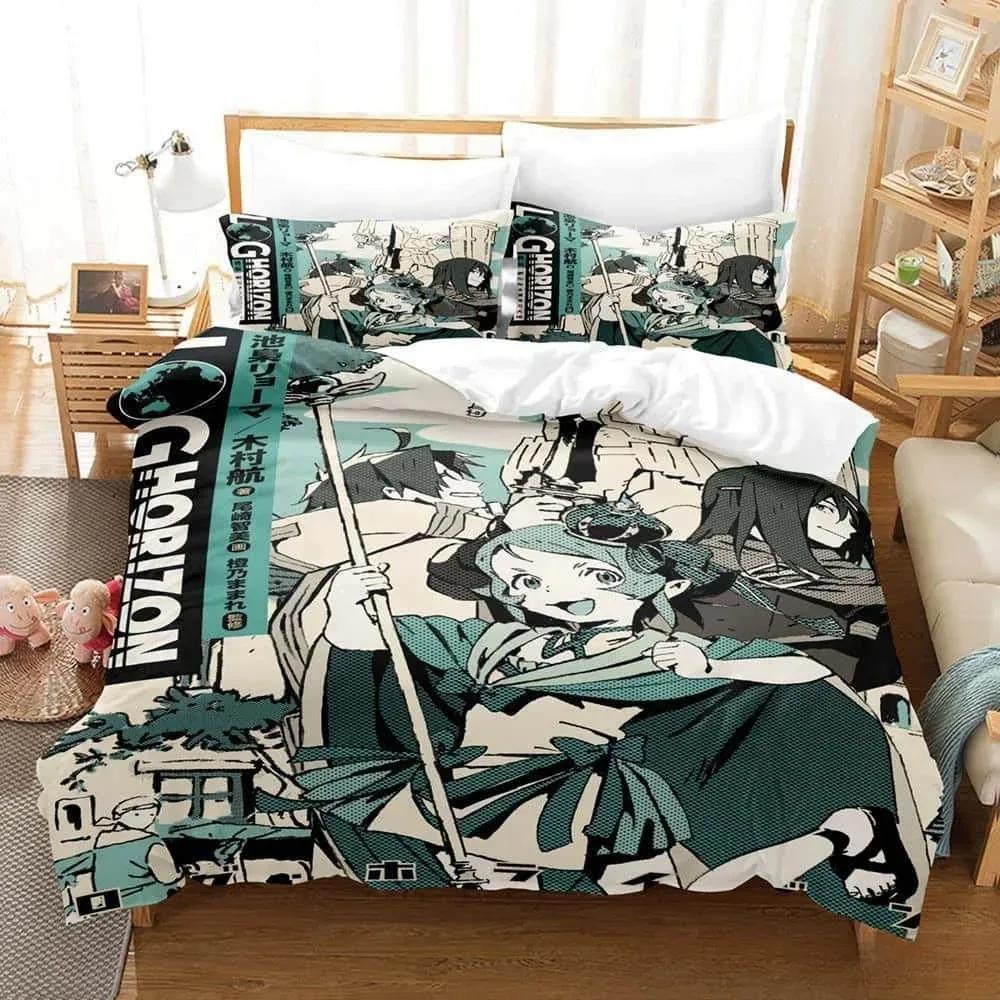 3D Cartoon Log Horizon Bettwäsche-Set Einzelbett Twin Full Queen King Size Bettset Erwachsene Kind Schlafzimmer Bettbezug-Sets Für Heimtextilien