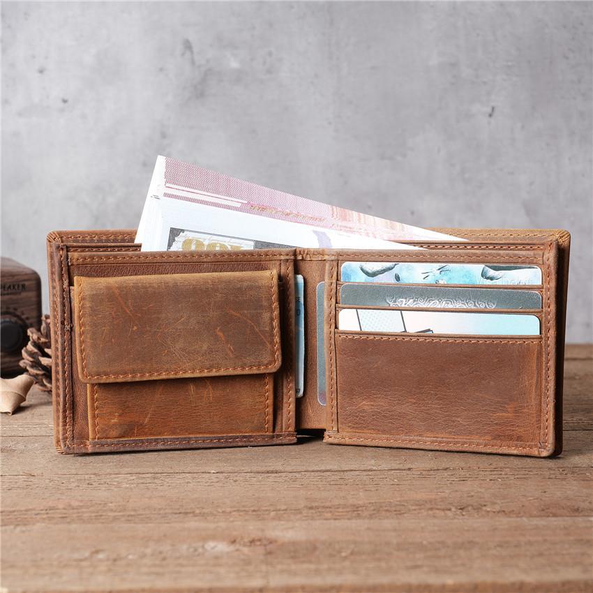 Genuine Leather Men's Wallet Retro Short Style Multi Card Slots Classic European Fashion Male Bifold Wallet For Daily Use