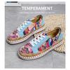 Large Size Color Matching Printing Lace-up Flat-soled Single Shoes Women's 2025 New European and American Shallow Mouth Casual Parrot Board Shoes