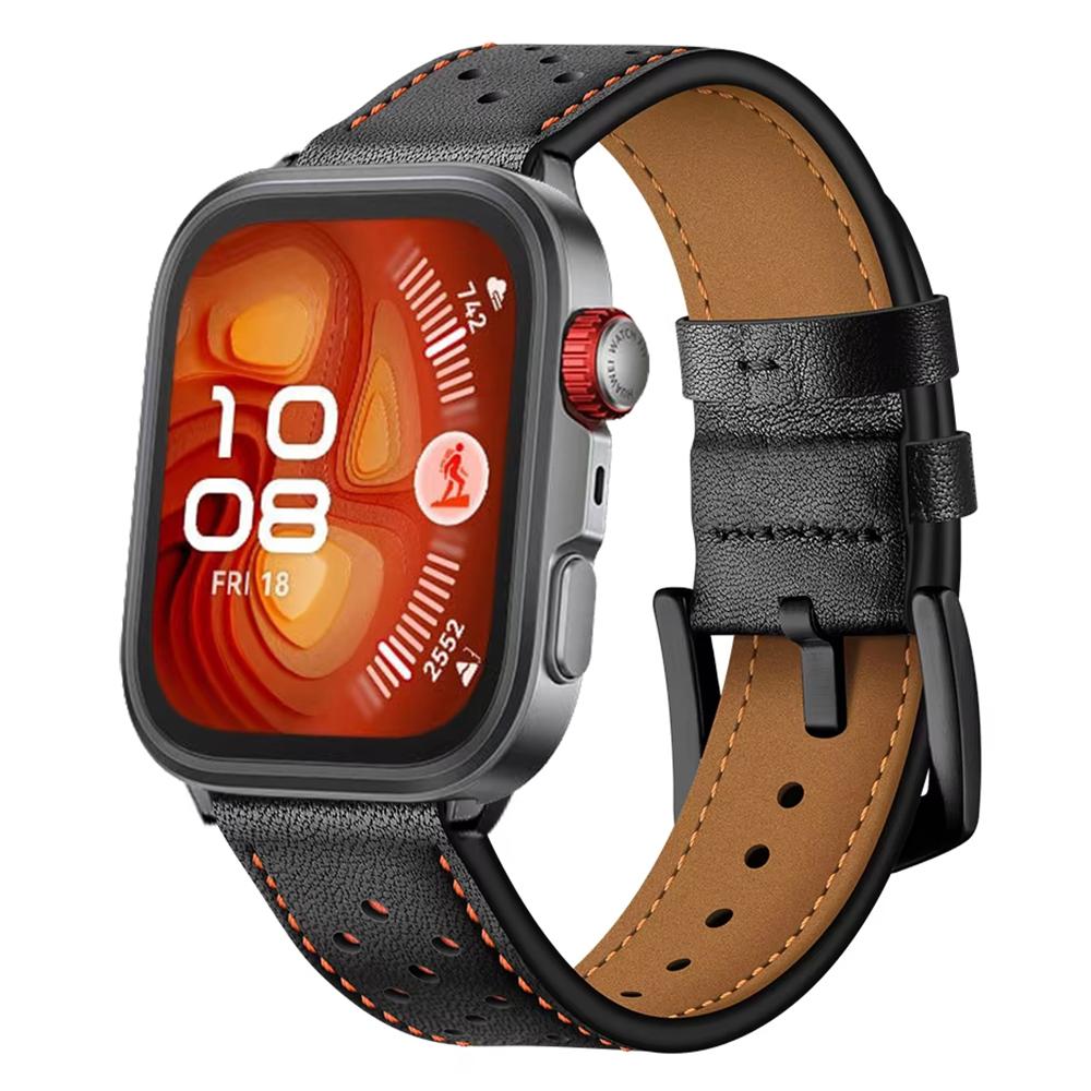 For Huawei Watch Fit Genuine Leather Watch Band Multi-Hole Design Adjustable Strap