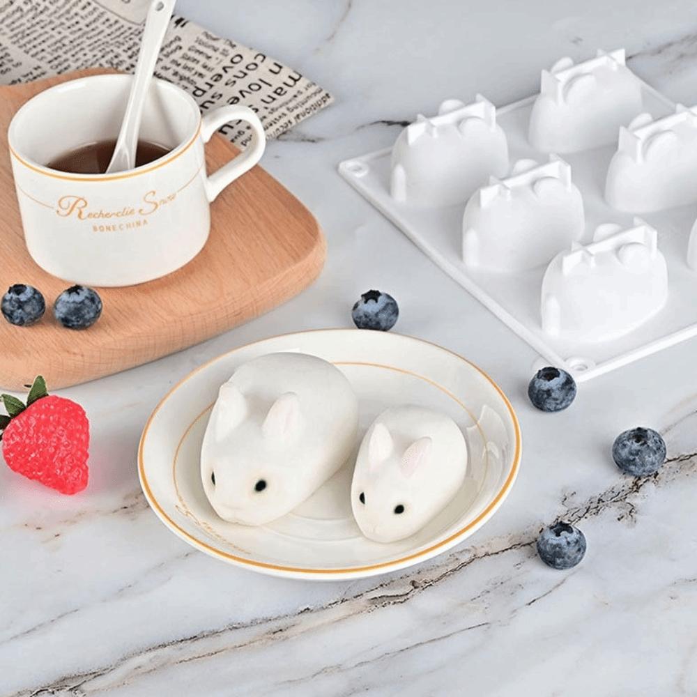 Silicone 3D Rabbit Cake Molds Bunny 6 Cavity Silicone Mousse Cake Mould DIY Non Stick Dessert Baking Tools Birthday Party