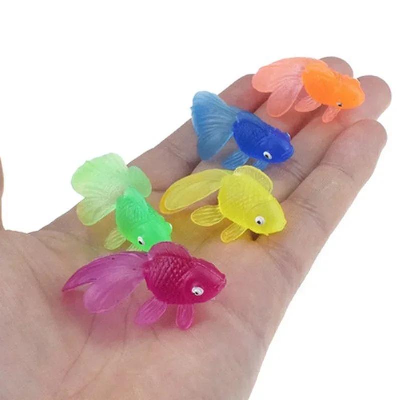10Pcs/set Children's Gift Soft Rubber Goldfish Toy Bathing Toy Goldfish Model Children’s Fun Toy Swimming Beach Toy Accessories