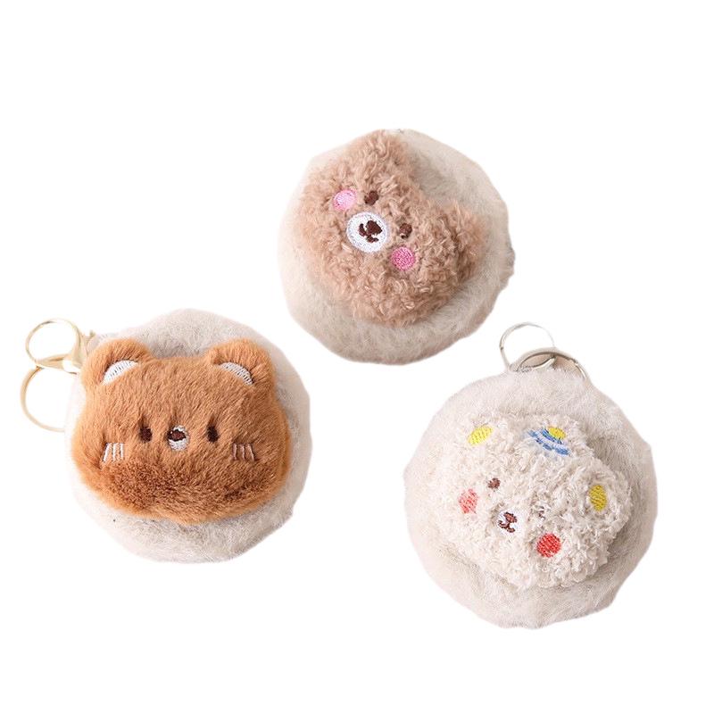 Cute Plush Bear Keychain: Portable Double-Sided Makeup Mirror for On-the-Go Touch-ups