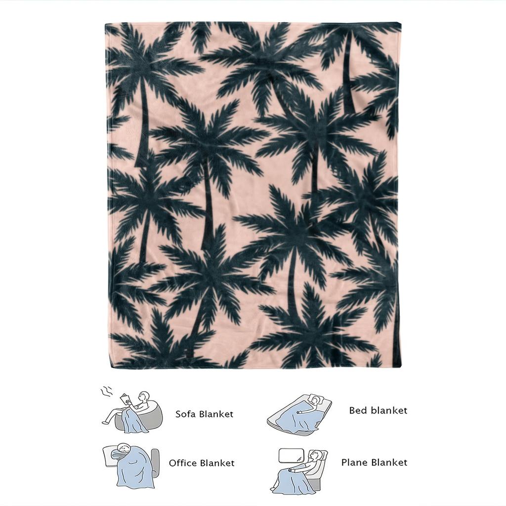 Tropical Palm Tree Print Flannel Blanket - Soft, Breathable Polyester, All-Season Cozy Throw for Home Decor, Perfect Gift