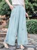 Artistic Retro High-Waisted Embroidered Ramie Pants - Spring 2026 Women's Casual Loose Straight-Leg Style.