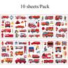10 Sheets Excavator Vehicle Pattern Temporary Tattoos For Hand Body Engineering Crane, Cartoon Tattoos Stickers