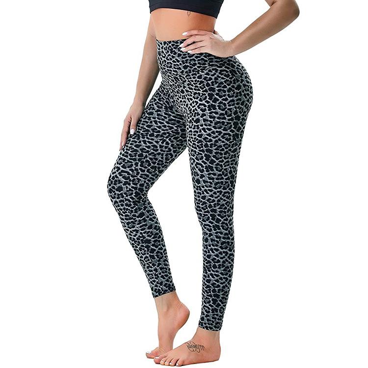 High-waisted Peach-bottom Yoga Trousers Outdoor Tummy-slimming Stretchy Form-fitting Quick-drying Sports Leggings for Women with A Printed Design