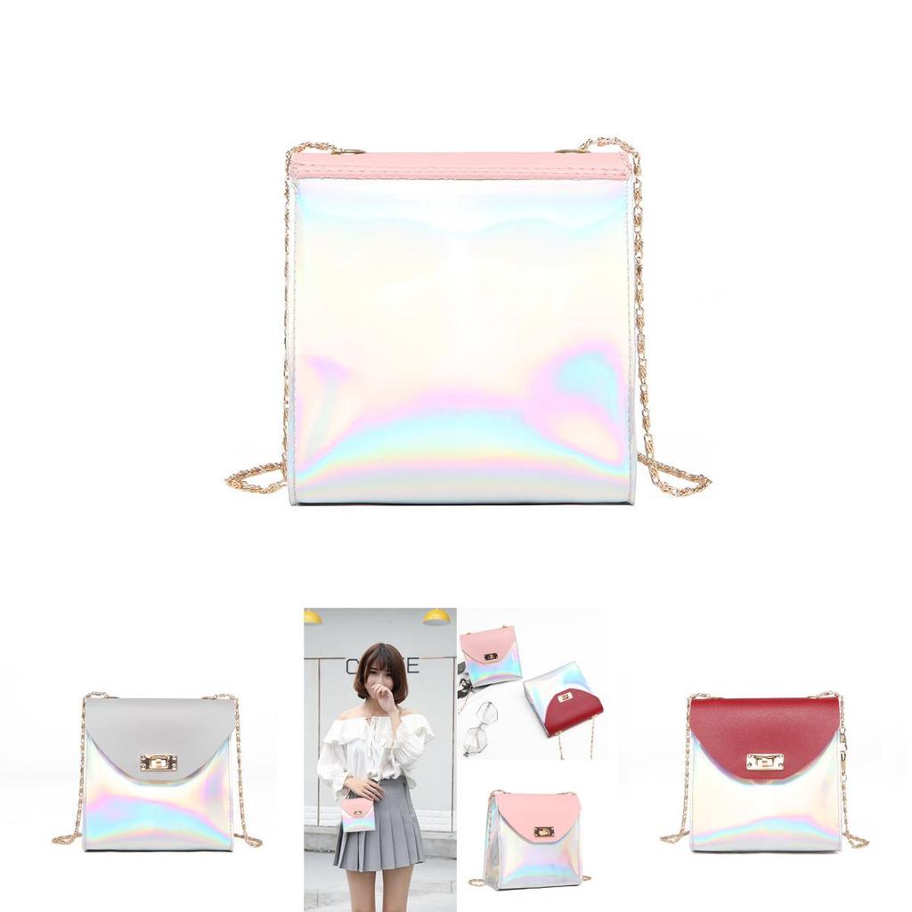 Elegant Fashion Women Mini Chain Bag With Laser Clear Design Shoulder Handbag